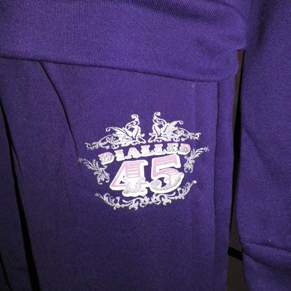 NWT Jrs 2PC Purple Jog Set Flare Pants Zip Up Hoodie Swalosky - Picture 4 of 10